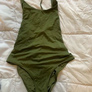 h and m army green one piece swimsuit